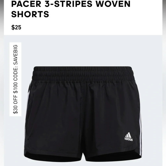 adidas Pants - ADIDAS PACER 3-STRIPES WOVEN SHORTS SIZE 4X